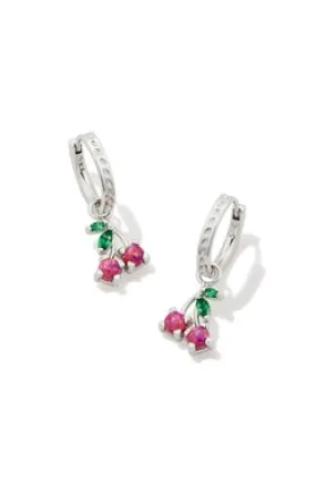 Cherry Huggie Earring in Silver Berry Opal