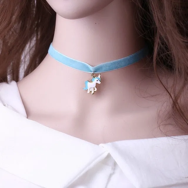 Choker et pendentif licorne - 4 choix