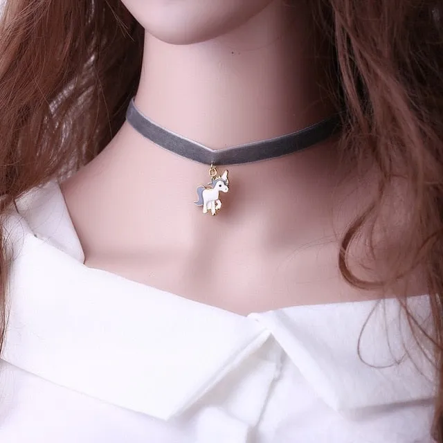 Choker et pendentif licorne - 4 choix