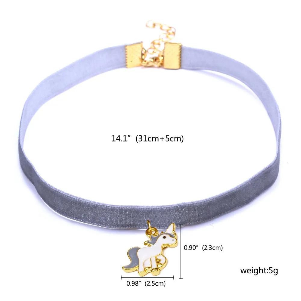 Choker et pendentif licorne - 4 choix