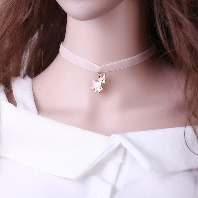 Choker et pendentif licorne - 4 choix