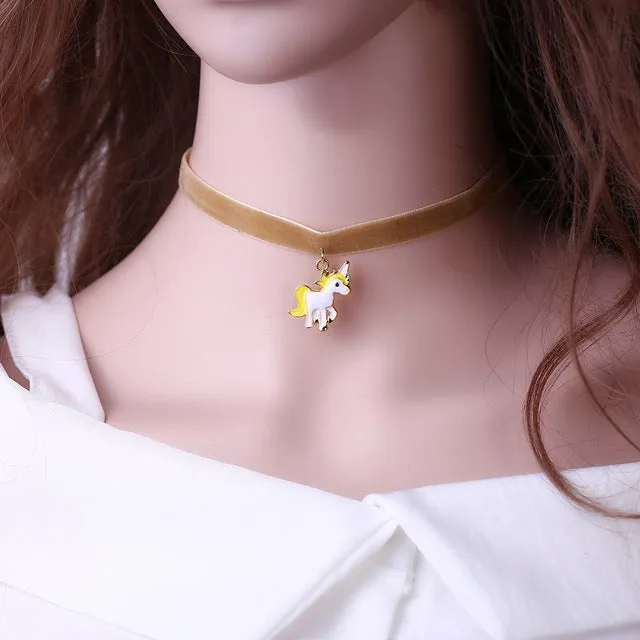 Choker et pendentif licorne - 4 choix