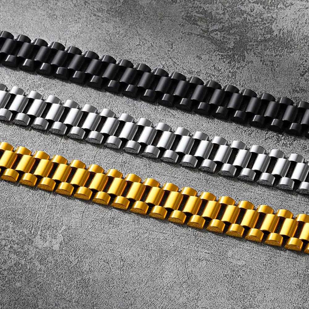 Chunky Watch Band Cuban Link Chain Bracelet Watch Strap for Men