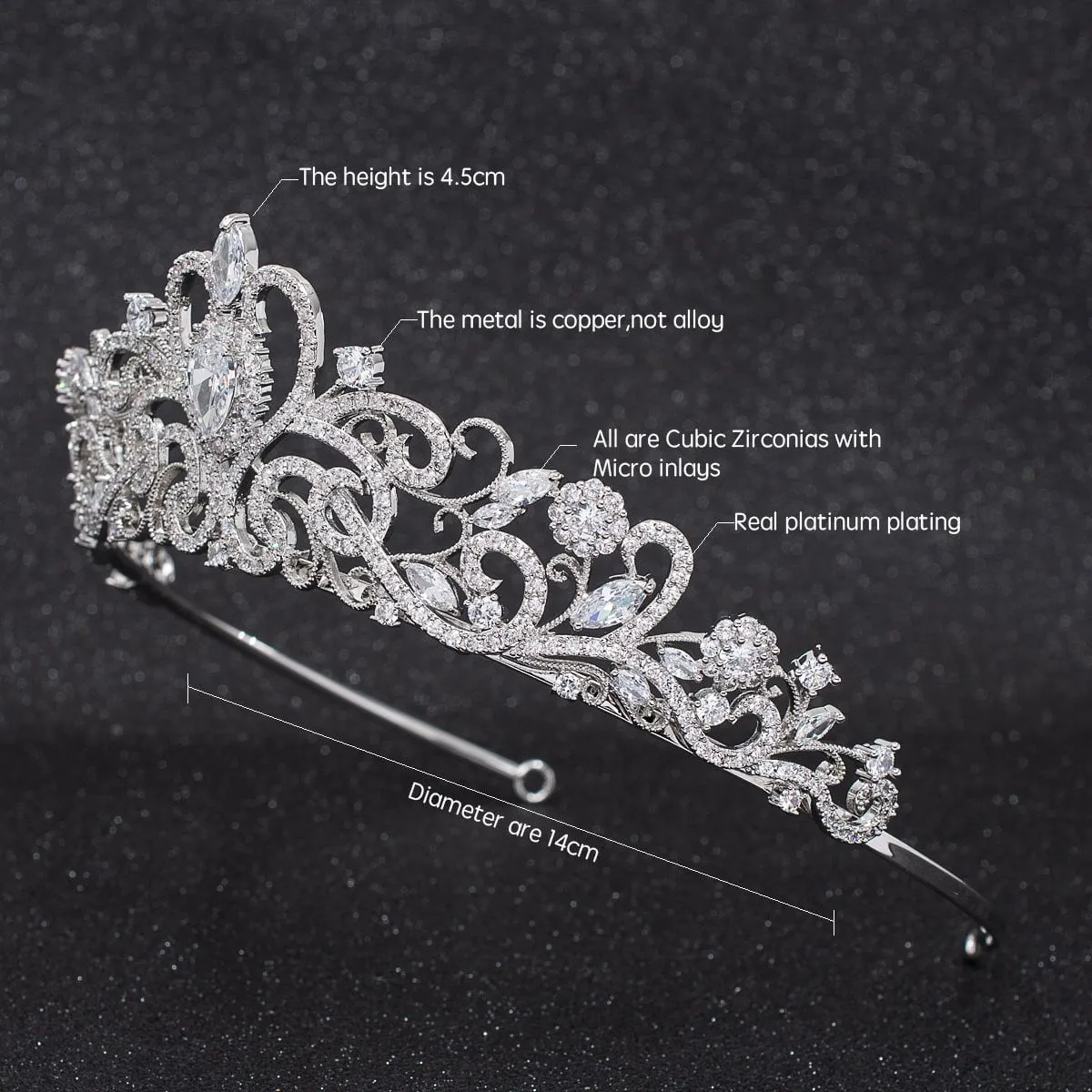 Classic Cubic Zirconia Wedding Bridal Tiara Diadem Hair Accessoires CH10316