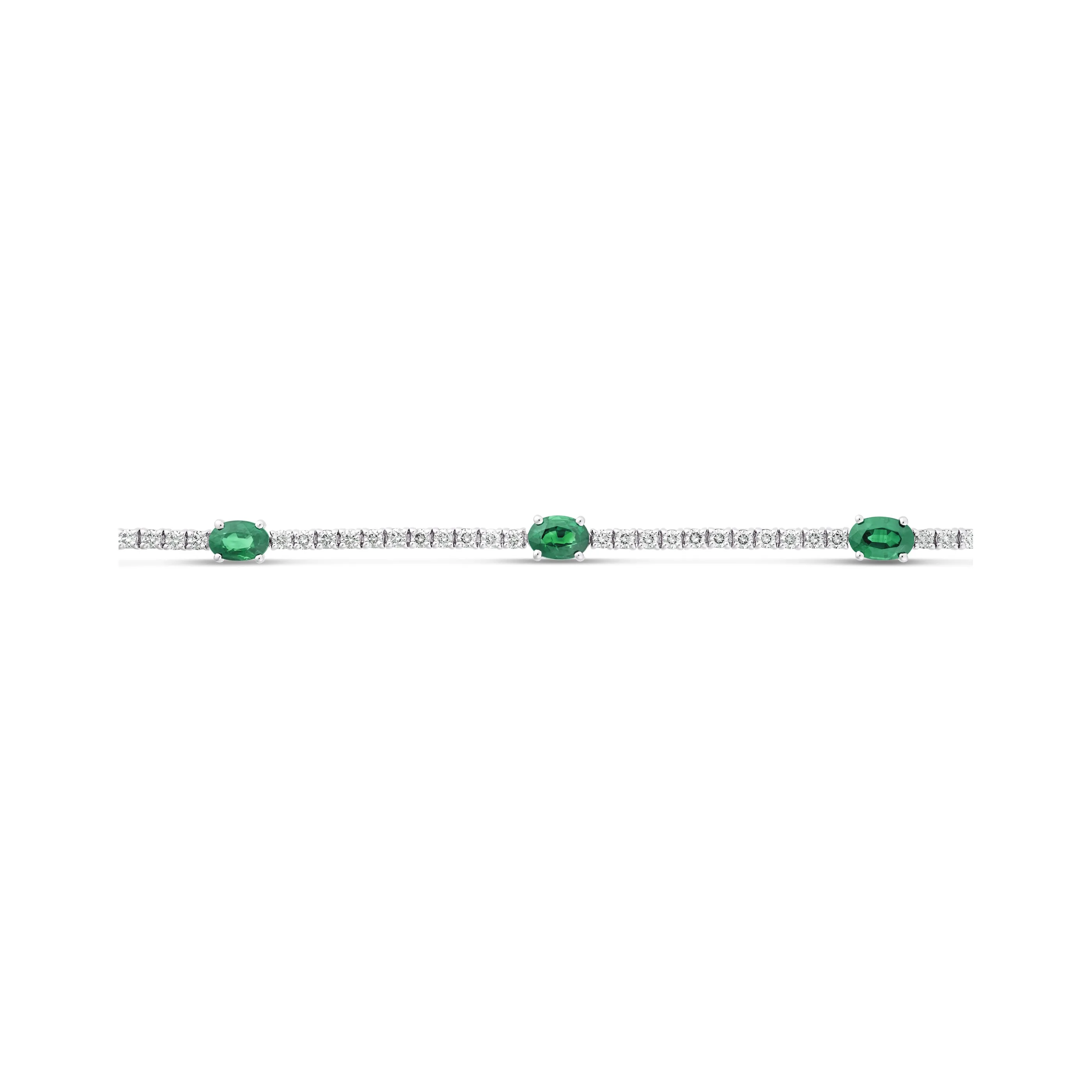 Classic Tennis Bracelet with Emerald Gemstones | White Gold