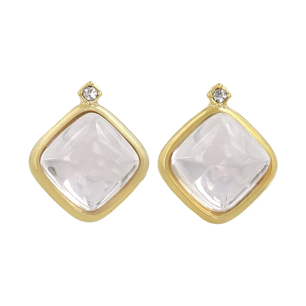 Clear Square Glass Jewel Studs