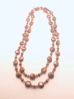 Copper Coin Blister and Potato Pearls, Hessonate Garnet Necklace