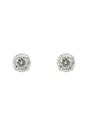 Coronation Solitaire Stud Earrings Moissanite Silver