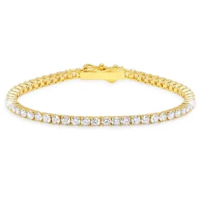 Crislu 18KT Yellow Gold Plated Sterling Silver Round Cubic Zirconia 7-inch Tennis Bracelet