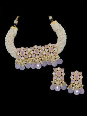 Crystal Faux Pearl Choker Necklace Set