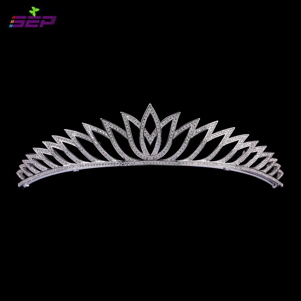 Cubic zircon wedding  bridal royal tiara diadem crown TR15029