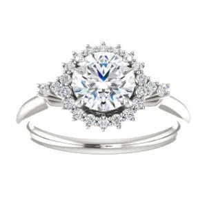 Cubic Zirconia Engagement Ring- The Amy Kiara (Customizable Round Cut)