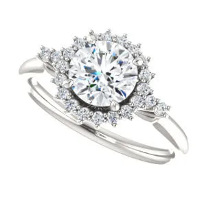 Cubic Zirconia Engagement Ring- The Amy Kiara (Customizable Round Cut)