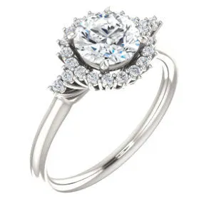 Cubic Zirconia Engagement Ring- The Amy Kiara (Customizable Round Cut)