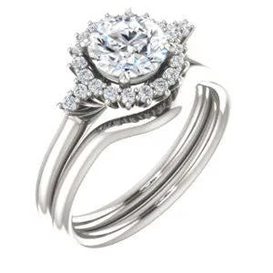 Cubic Zirconia Engagement Ring- The Amy Kiara (Customizable Round Cut)