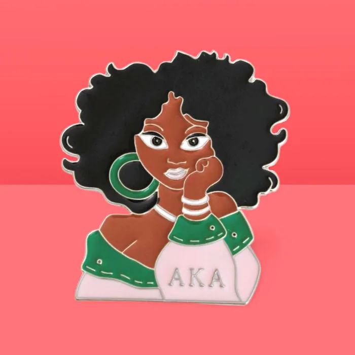 Curly Hair Woman Pin