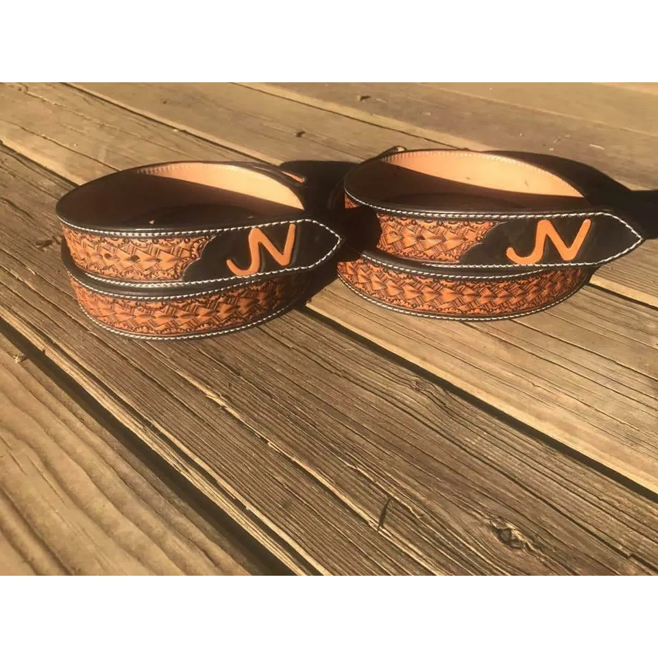 Custom Arrow basketweave Stamped belt- Black edge