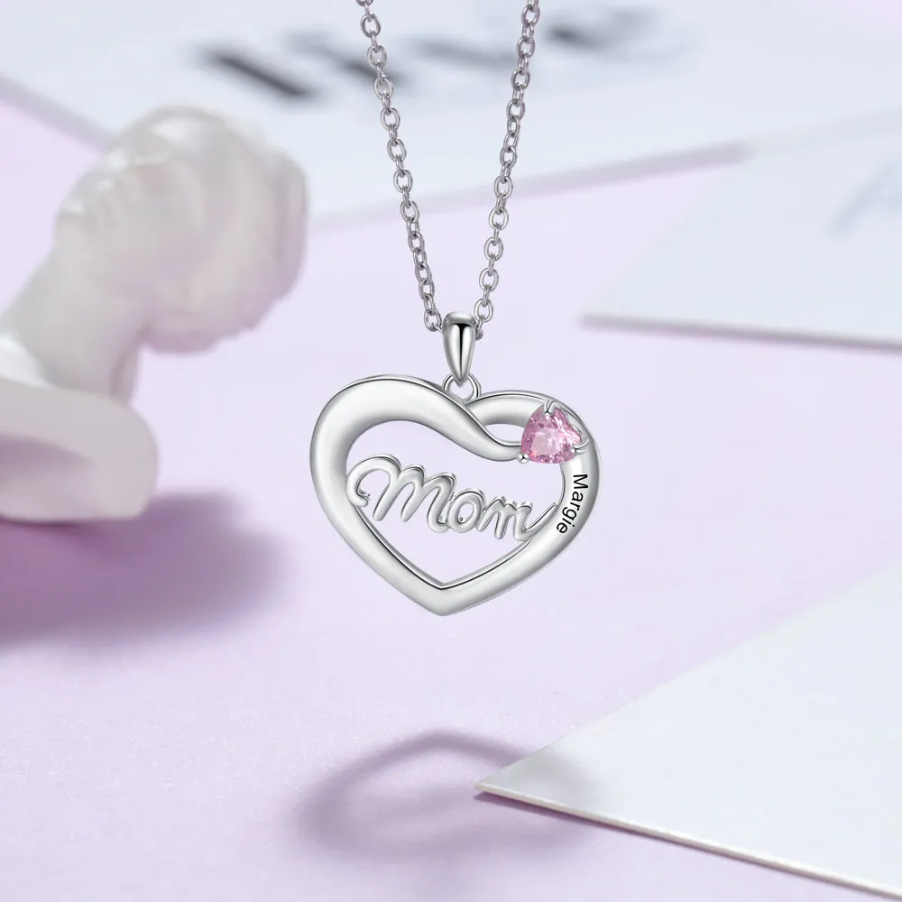 Custom Name Heart With Mom Necklace