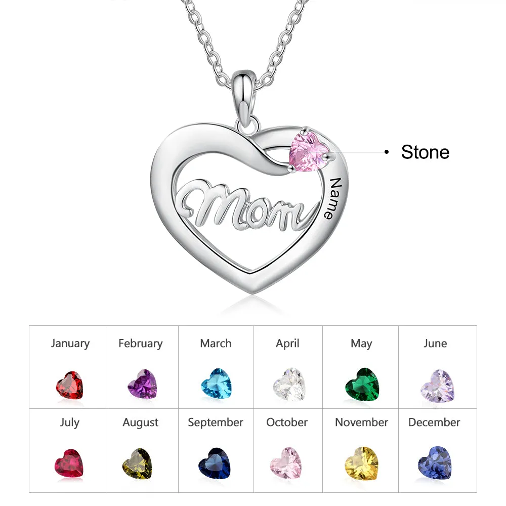 Custom Name Heart With Mom Necklace