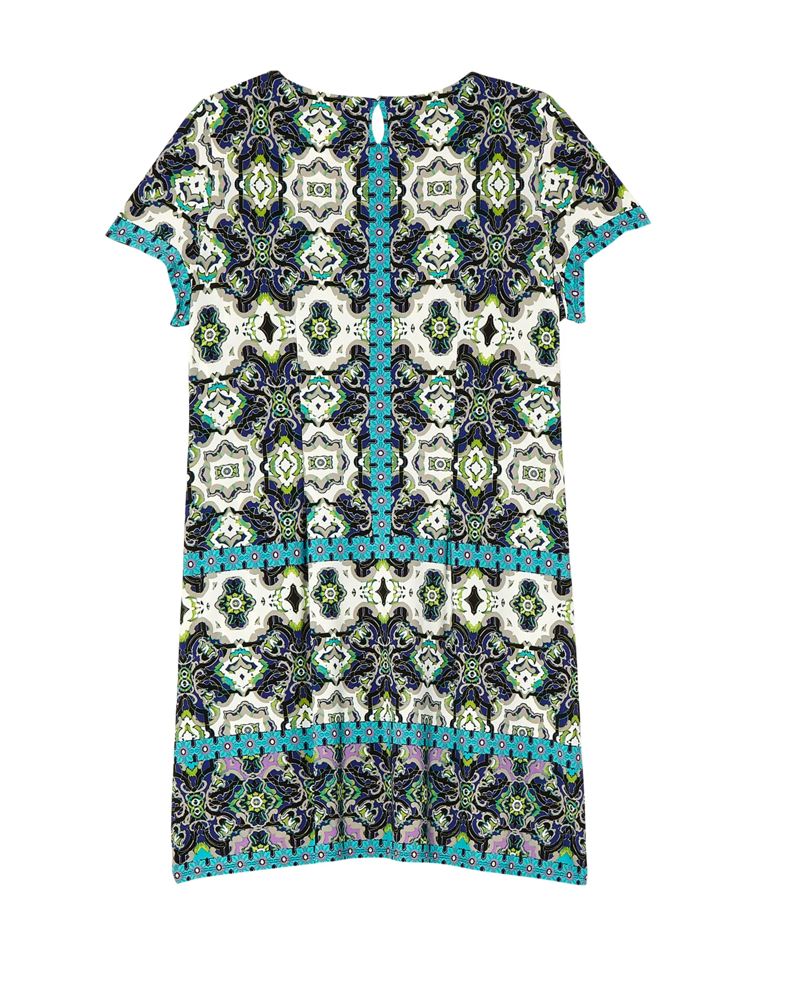 Cyprus Short Sleeve Sheath Dress | Azure Blue / Light Green