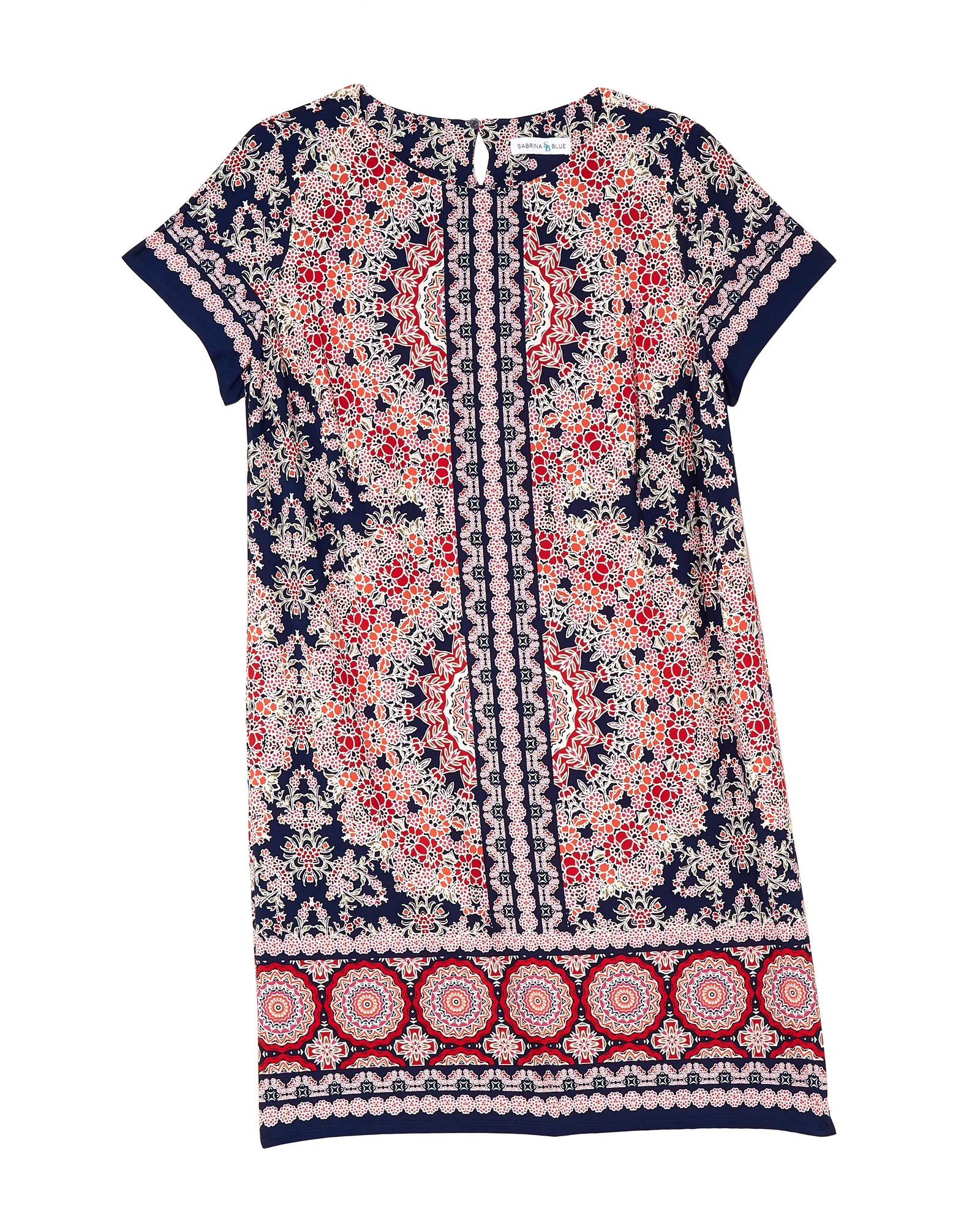 Cyprus Short Sleeve Sheath Dress | Navy / Red