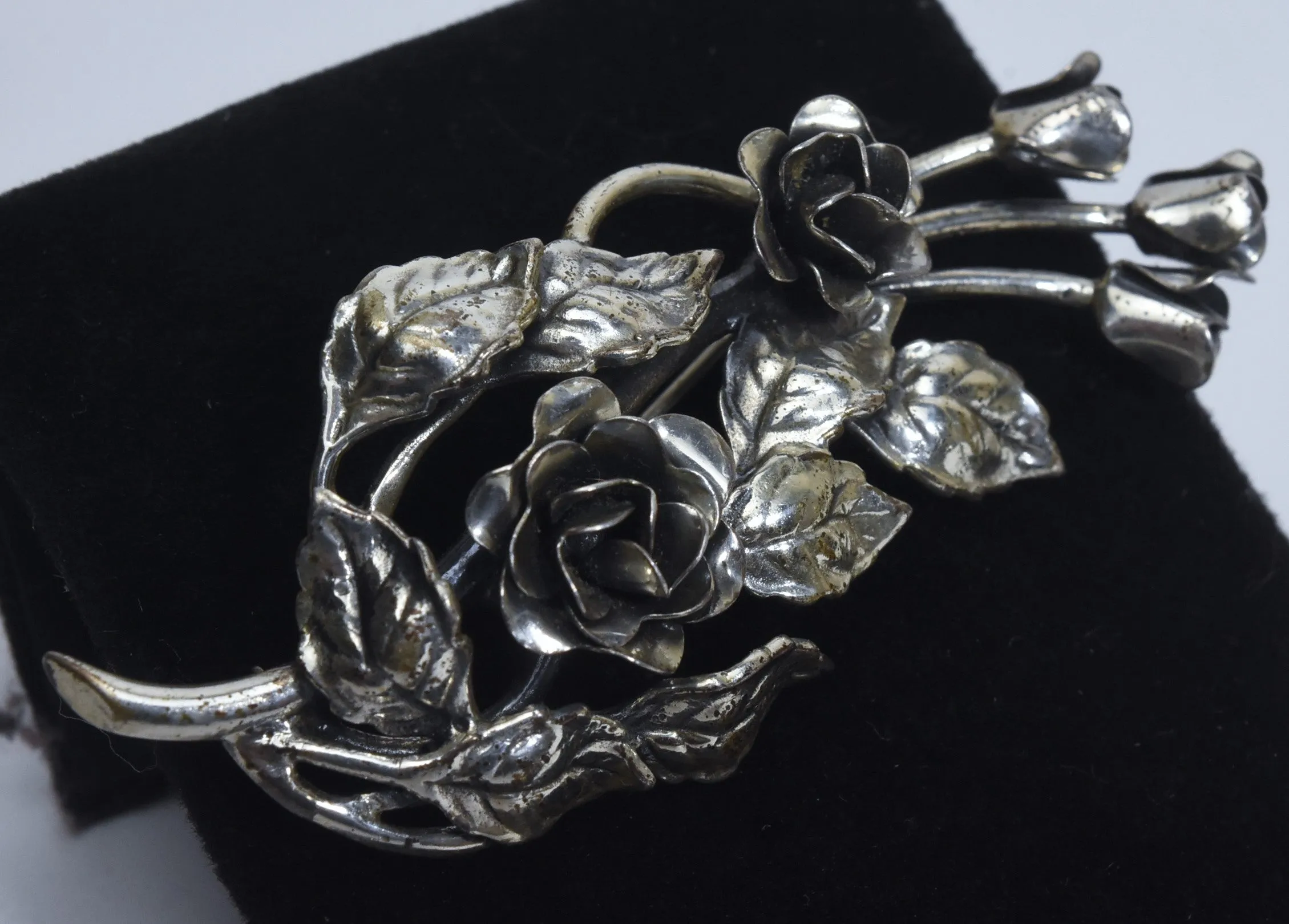 Danecraft - Vintage Sterling Silver Rose Bouquet Brooch