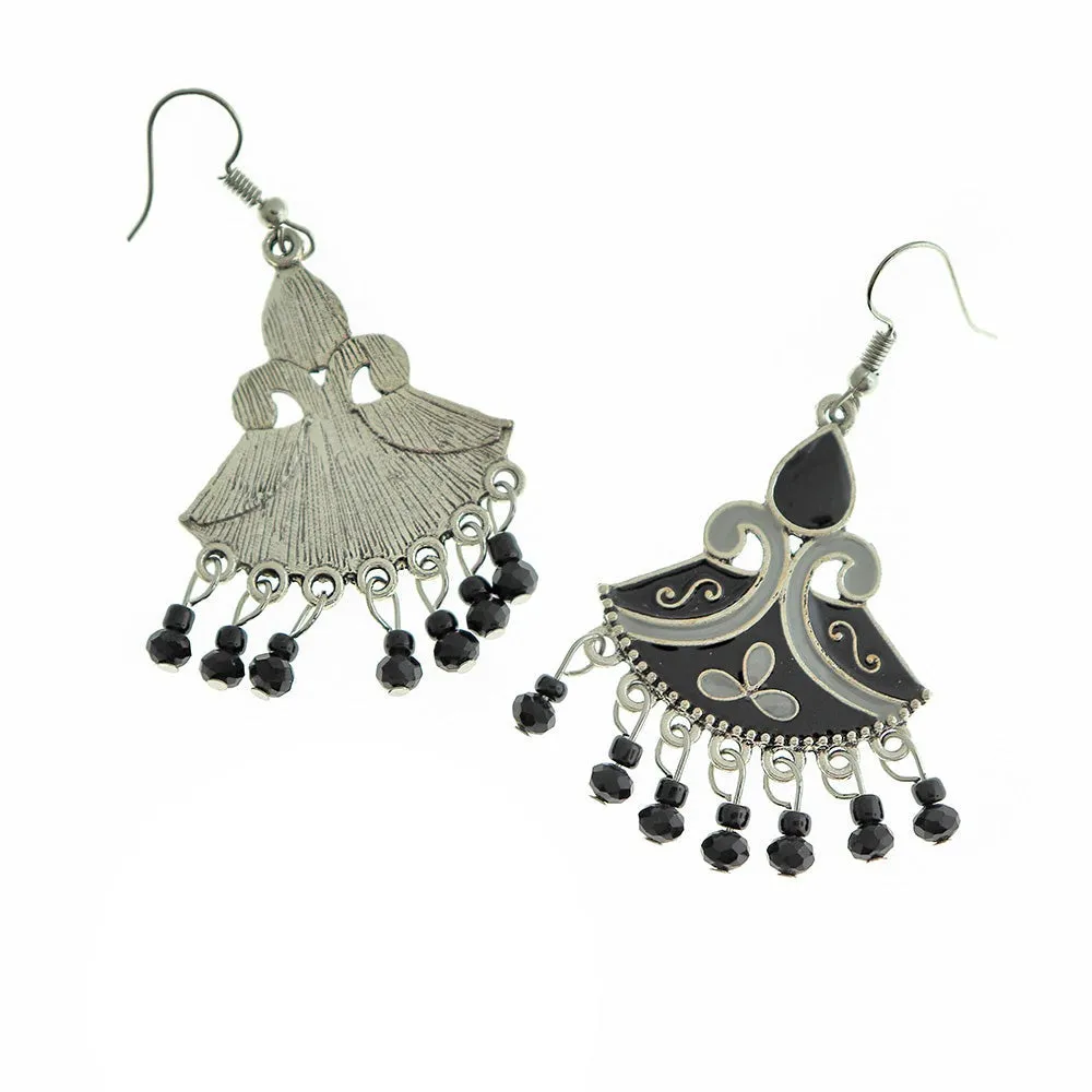 Dangle Earrings - Silver Tone French Hook Style with Enamel and Beads - Choose Your Color!