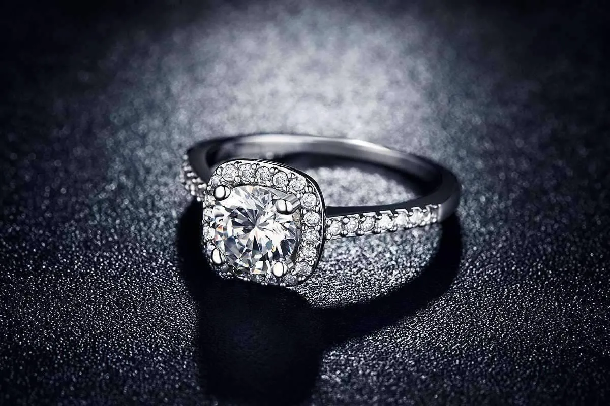 Dazzling Halo 2 CT Cushion Cut Simulated Diamond Cz Ring for Women