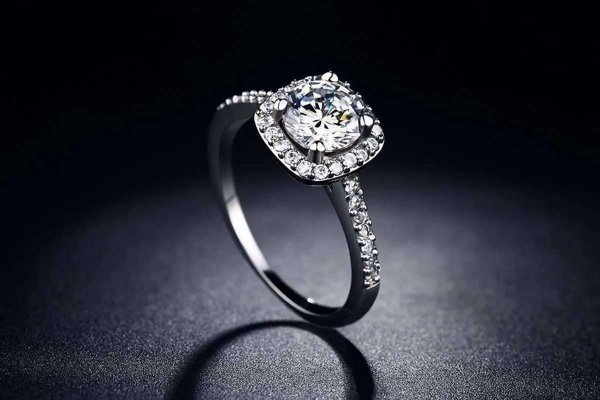 Dazzling Halo 2 CT Cushion Cut Simulated Diamond Cz Ring for Women