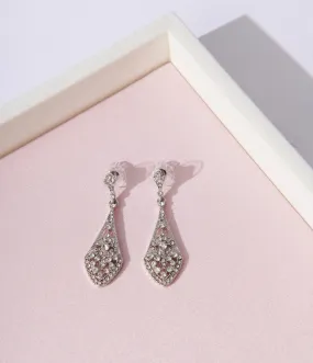 Deco Silver Rhinestone Chandelier Drop Earrings