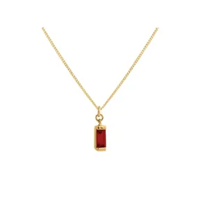 Deluxe Baguette Garnet Necklace - Gold