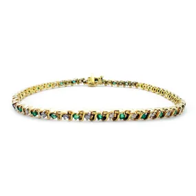 Diamond & Emerald Wing Link Tennis Bracelet (14K)