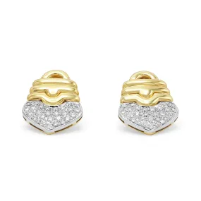 Diamond Set Two Colour Drop Earrings  - 18ct Gold