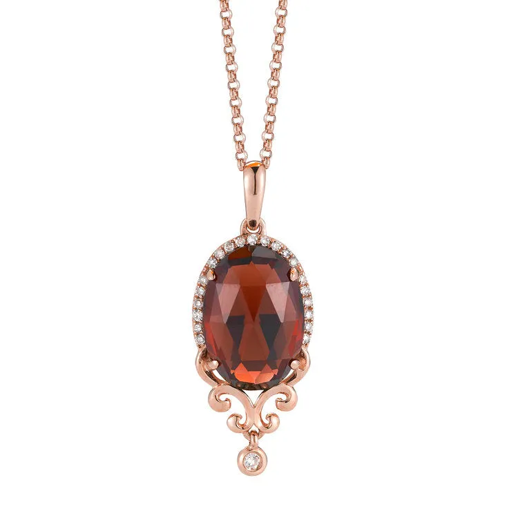 Diamond weight- .08  Garnet weight- 3.00 (w/o chain)