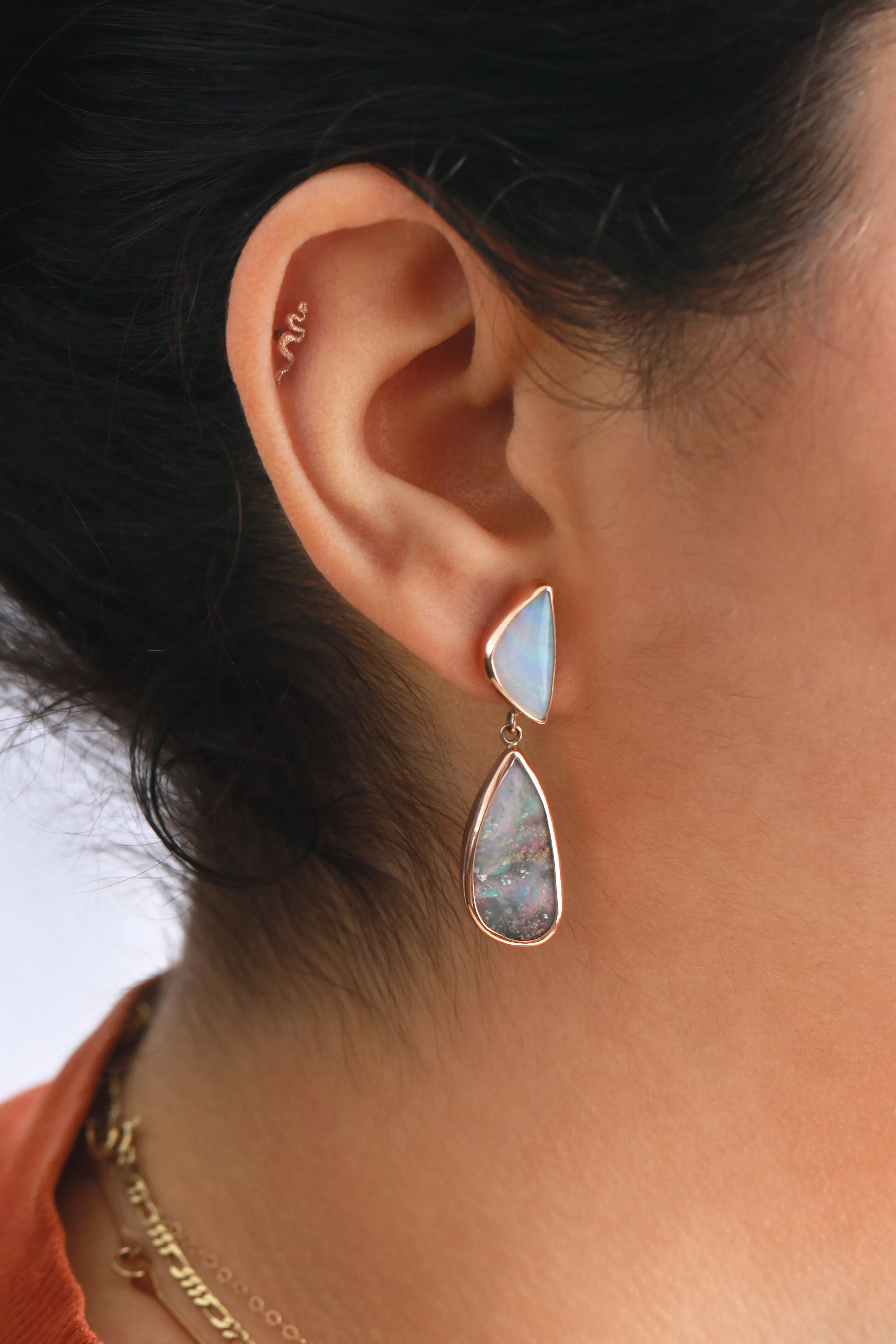 Double Boulder Opal Drop Earrings