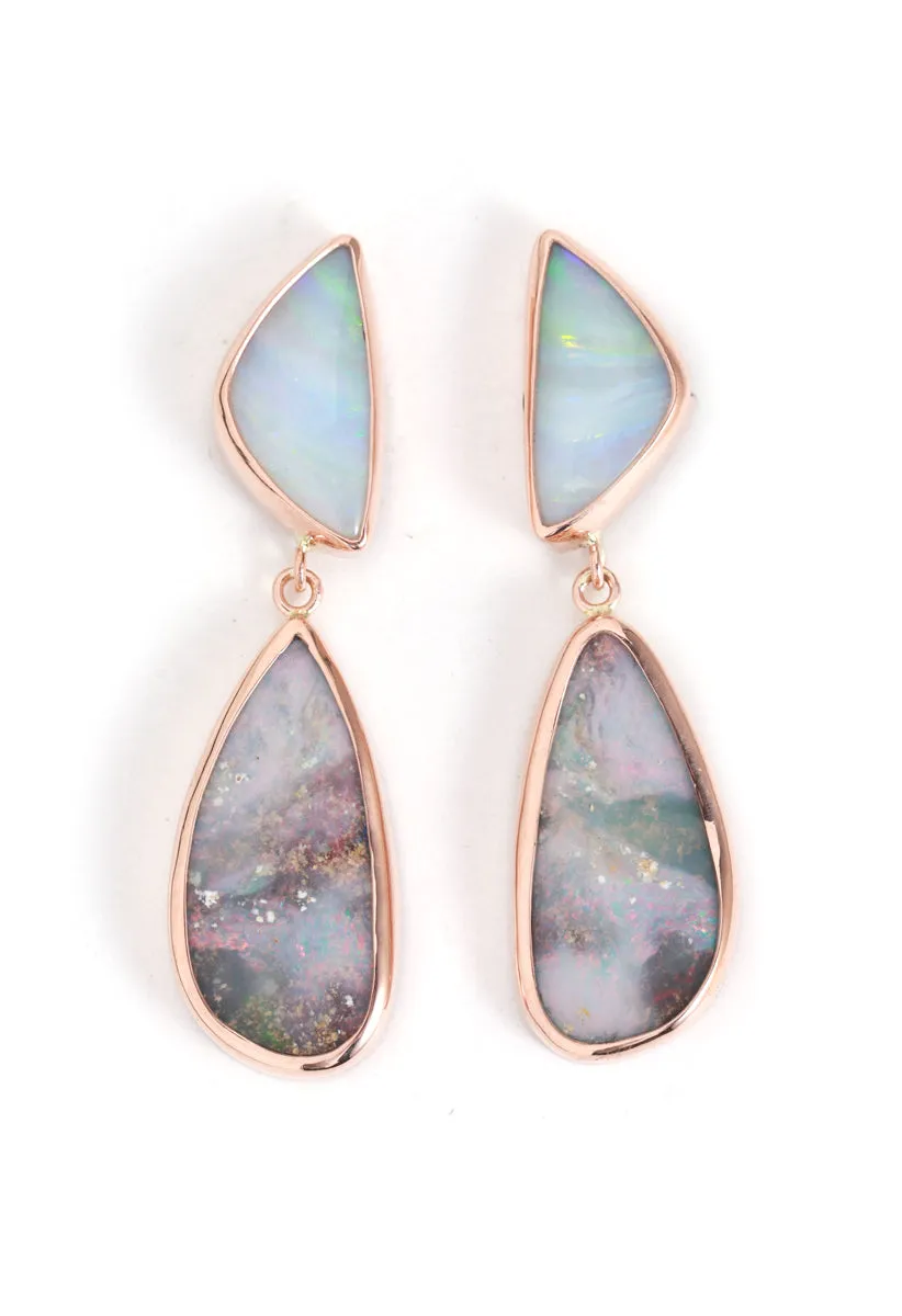 Double Boulder Opal Drop Earrings