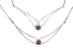 E. L. Designs Silver Collar/Choker Gemstone Necklaces NE62012RG