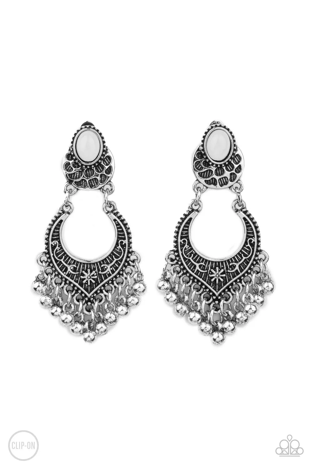 Earrings Summery Gardens - White Clip Ons G2