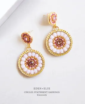 EDEN   ELIE Double Circle Statement Drop Earrings - blossom pink