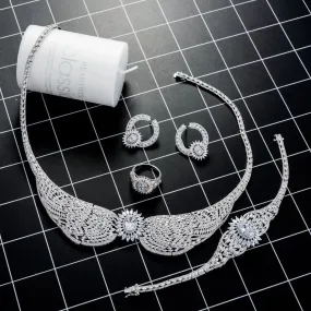 Elegant Design Platinum Plated 4 pcs Jewellery Set