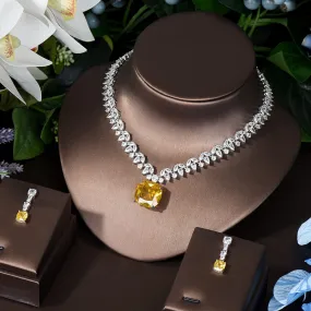 Elegant Yellow Stone Bridal Necklace Set