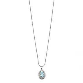 Elements 9ct White Gold Diamond Rounds Oval Aquamarine Pendant GP637TZ475GN060