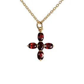 Elizabeth Bennet Garnet and Gold Plated Silver Cross Necklace