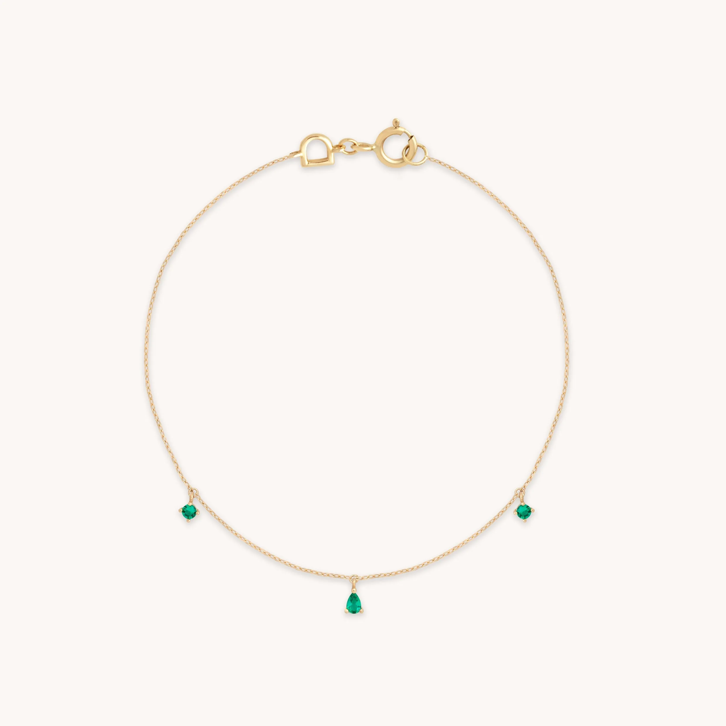 Emerald Charm Bracelet in Solid Gold