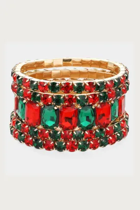 Emerald Cut Round Stone Stretch Bracelets