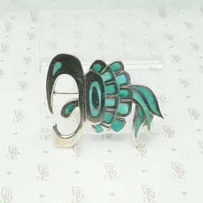 Fabulous Taxco Parrot Pin in Sterling & Turquoise