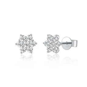 FANCIME Moissanite Flower Stud 14K White Gold Earrings