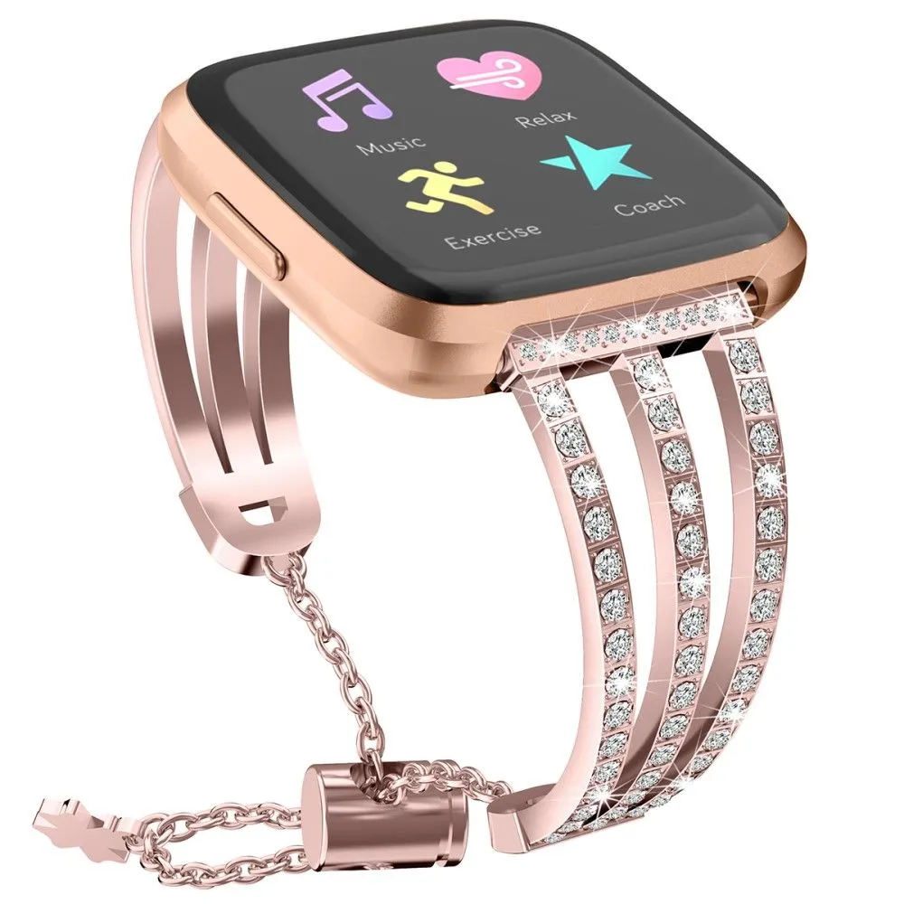 Fitbit Versa 2 / Versa Lite triple luxury rhinestone watch strap - Rose Gold