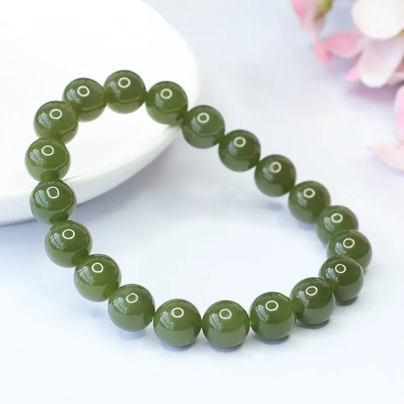 Fortune's Favor Sterling Silver Bracelet with Natural Hetian Jade