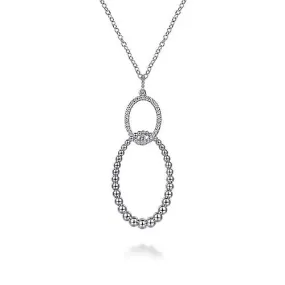 Gabriel & Co. Bujukan Twisted Oval Pendant Necklace with White Sapphires in Sterling Silver